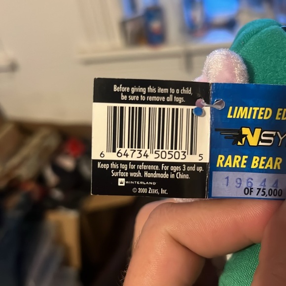 2000 Zeeks Nsync "Chris" Pop Star Boy Band Collectible Plush Pink Bear NWT - Picture 10 of 11